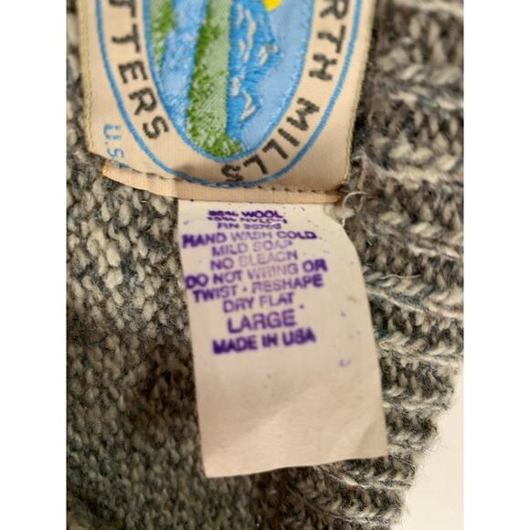 Royal North Mills Sweater Men's Large Made in USA Pullover Striped 100% Wool - Picture 10 of 10